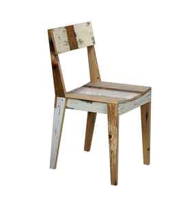 Chaise de salle à manger en teck recyclé avec finition peinte rustique, meubles en bois durables faits à la main pour café et hôtel - Product Image 2