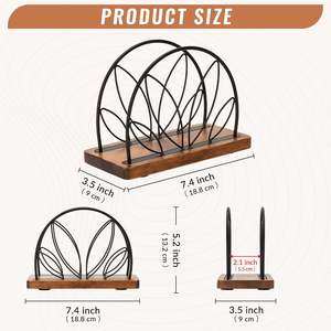 Porte-serviettes en bois pour table, support de serviettes avec base en bois pour serviettes carrées, pour cuisine, bar à cocktails, comptoir de salle à manger - Product Image 3