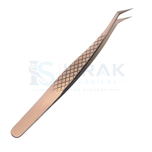แหนบต่อขนตาโค้งสีโรสโกลด์ระดับมืออาชีพ – ที่หนีบขนตาปลายไฟเบอร์ความแม่นยำสูง, ด้ามจับสแตนเลสสตีลลายเพชร - Product Image 4