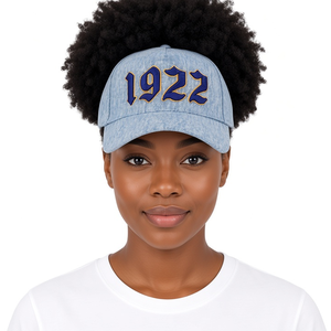 Gorra de Béisbol Bordada 1922 en Mezclilla Azul Claro, Acabado Lavado, Visera Curva, Hebilla Ajustable, Gorra Deportiva Casual para Mujer, para Actividades al Aire Libre - Product Image 1
