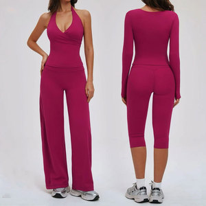 Conjunto de Yoga de 1 Pieza para Mujer, Top Corto Negro sin Tirantes, Pantalones Cortos de Cintura Alta, Sin Costuras, Spandex/Nailon, Paneles de Malla Transpirable - Product Image 5