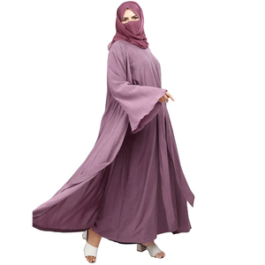 Pakistan Modest High Quality Linen/Cotton/Polyester Embroidery Seamless Lightweight Quick Dry Breathable <b>Flared</b> Hem Muslim Women - Product Image 2