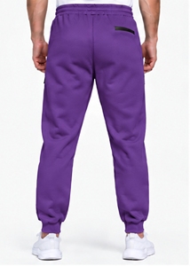 Pantalones Deportivos Morados para Hombre, Cintura Elástica con Cordón, Estilo Casual, Bolsillos Laterales, Transpirables, Peso Medio, para Otoño - Product Image 2
