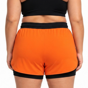 Shorts Deportivos de Doble Capa para Mujer, Tallas Grandes, con Cordón Ajustable en la Cintura, Shorts de Compresión Internos 2 en 1, Ropa Deportiva para Mujer - Product Image 2