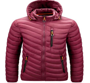 New Heavy Weight Eco-Friendly Winter <b>Puffer</b> <b>Jacket</b> with Hooded Collar Stand Slim Fit Vintage Design Front Logo <b>Thin</b> Style - Product Image 5