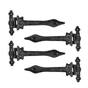 Elegant Heavy Duty Cast Iron T Hinge Antique Matte Black Powder Coated Strap Hinge Rustic <b>Barn</b> <b>Door</b> Wooden Gate <b>Hardware</b> Supply - Product Image 4