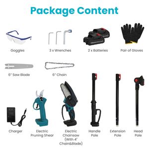 Tijeras de podar inalámbricas 4 en 1, motosierra eléctrica con extensión máxima de 5.5 pies, sierra de 4/6 varillas, hoja SK5, herramientas de jardín sin escobillas - Product Image 2