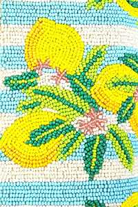 Sac à bandoulière en toile fait main avec motif brodé citron, travail de broderie, design bleu clair et jaune par AALIYAN IMPEX - Product Image 3