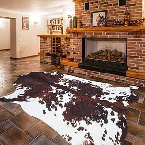 Tapis en cuir de vache véritable, motif naturel, peau de bête, fabriqué au Pakistan, pour salon, décoration de cheminée - Product Image 1