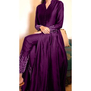 Juego de Salwar Kameez de seda Chinon de moda con hilo de botones Potali y trabajo de secuencia para eventos y fiestas de festivales - Product Image 1
