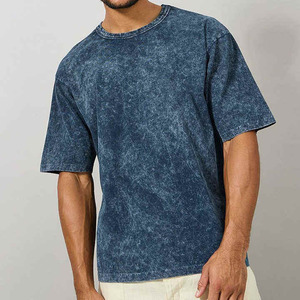 Nouveau design T-shirt personnalisé 100% coton microfibre 2025 uni décontracté pour homme, coupe oversize, effet délavé à l'acide - Product Image 4
