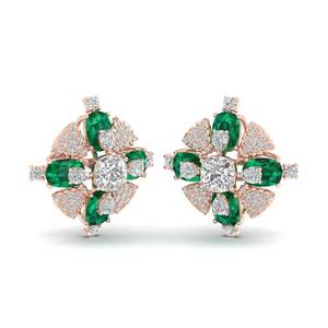 REYES Pendientes de Oro Sólido de 14K con Diamante Certificado IGI y Esmeralda, con Cierre de Rosca, para Mujer, Joyería Fina - Product Image 5