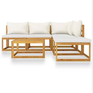 Conjunto de Muebles de Jardín Modulares Medianos de Madera Maciza de Acacia Color Crema - Product Image 3