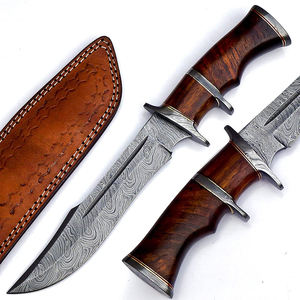 Cuchillo de Caza Hecho a Mano de Acero de Damasco con Mango de Acero de Damasco, Herramienta de Supervivencia para Campismo y Aventura, Regalo, Uso OEM - Product Image 1