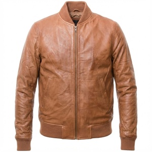 OEM Factory Wholesale New Arrival Leather <b>Jacket</b> Custom Logo Embossed Leather <b>Jackets</b> Zipper up <b>Men's</b> <b>Jacket</b> - Product Image 1
