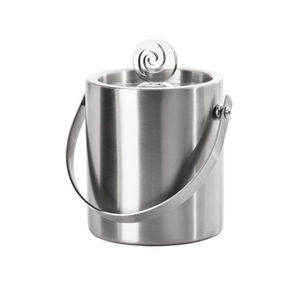 Seau à glace en acier inoxydable haut de gamme, finition argentée, avec poignée, pour champagne, vin et bière, idéal pour les soirées. - Product Image 1