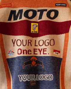 เสื้อสเวตเตอร์ไหมพรมพิมพ์ลาย Moto French Terry แบบซิป ผู้ชาย ทรงโอเวอร์ไซส์ คอกลม ระบายอากาศได้ดี ผ้าฝ้าย 100% สไตล์ฤดูหนาว - Product Image 5