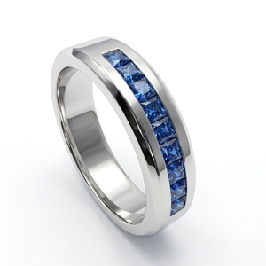 Anillo de Boda de Lujo con Diamante Cultivado en Laboratorio, Corte Princesa, en Platino PT950 - Product Image 2