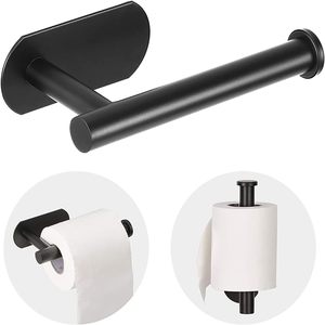 Matte <b>Black</b> Toilet <b>Paper</b> Holder, Wall Mounted Bathroom <b>Tissue</b> Roll Holder, Modern Stainless Steel Toilet Roll Stand Minimalist - Product Image 1