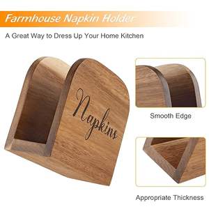 Acacia wood napkin holder u shape modern tabletop <b>accessory</b> for kitchen dining room decor - Product Image 2