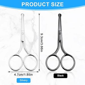 Ciseaux professionnels pour poils du nez en acier inoxydable, pointe arrondie de précision, outil de beauté pour la coupe des poils du visage - Product Image 3