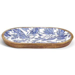 Plateau décoratif de collection de style classique en aluminium, grande taille, avec bordure latérale en forme de feuille, finition dorée antique - Product Image 6