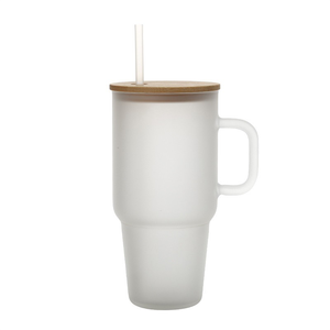 Hot bán 40oz rõ ràng Glass Tumbler với nắp tre và <span class=keywords><strong>Frosted</strong></span> xử lý thăng hoa khoảng trống du lịch Mug chai nước cho bia - Product Image 4