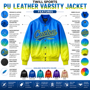 Veste universitaire en PU à dégradé personnalisé pour homme, style streetwear, col rabattu, broderie logo avant, printemps - Product Image 6