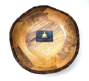 Tazón Multifuncional de Madera de Acacia con Estilo de Corteza de Mango, Vajilla, Utensilios de Cocina, Decoración Duradera para el Hogar, Tazón para Servir Ensaladas y Alimentos - Product Image 1