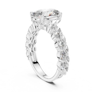 Anillo de Doble Banda con Diamante Moissanite de Corte Ovalado para Mujer, Anillo para Fiesta de Cóctel, Anillo de Compromiso, Anillo de Boda, Regalo de Cumpleaños - Product Image 3