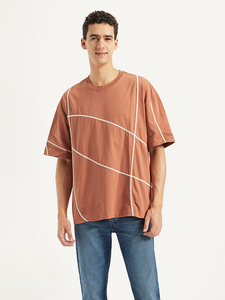 Camiseta de Algodón Oversize para Hombre, Manga Corta, Cuello Redondo, Estilo Casual, Ajuste Regular, Largo Regular, con Ribete de Contraste Tejido - Product Image 4