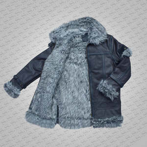Men's Genuine Leather Jacket With <b>Faux</b> <b>Fur</b> Lining Turn-down Collar Windproof Winter <b>Coat</b> Regular Fit Moto Style - Product Image 5