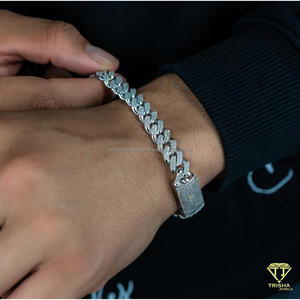 Bracelet unisexe en argent sterling 925 avec diamants Moissanite, maillons cubains, design Hip Hop entièrement serti - Product Image 4
