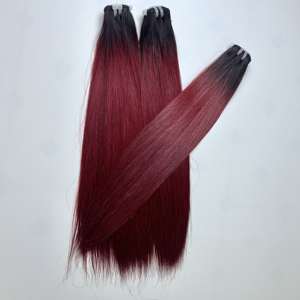 ช่อผมตรงแบบมีโครง100% สำหรับต่อผมตรงสีเบอร์กันดีไม่พันกันผู้บริจาคคู่ - Product Image 3