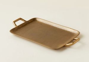 Rectangular Metal Serving <b>Plate</b> Polished Finish Minimalist Design Durable For Party And Home Decor - Product Image 1