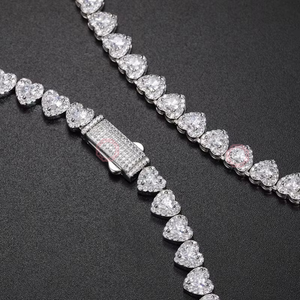 Collar de tenis con corazón brillante, tendencia 2026, joyería fina, colgantes y dijes, joyería de plata de ley chapada en rodio - Product Image 1
