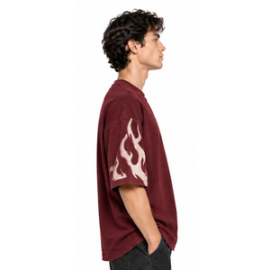 Camiseta Oversize de Algodón 100% para Hombre, Corte Holgado, Cuello Redondo, Manga Corta, Estilo Casual Urbano para Uso Diario - Product Image 3