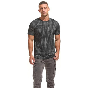 T-shirt Homme Personnalisé Vintage Délavé à l'Acide, Streetwear Gris Foncé Tie-Dye Col Rond, T-shirt Vierge Délavé à l'Acide OEM - Product Image 3