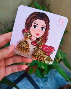 ต่างหูมินาคารีแบบอินเดียทำมือ งานแฮนด์เมดสไตล์ราชสถาน ของชำร่วยงานแต่งงาน เครื่องประดับสำหรับงานเมห์นดี ซานกีต ของขวัญเพื่อนเจ้าสาว ของชำร่วยงานปาร์ตี้ - Product Image 2