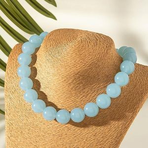 resin <b>Round</b> Beaded Choker Necklace Handmade Adjustable Resin Chunky Beads Necklace Bohemia Geometric Statement Women - Product Image 2