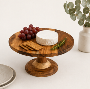 Soporte para Pastel de Madera Rústica Hecho a Mano, Plato Redondo con Base para Exhibición de Postres, Acabado con Vetas Naturales, para Bodas y Cumpleaños - Product Image 2