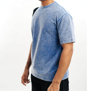 T-shirt homme personnalisé, best-seller, effet délavé, imprimé, couleur unie, manches courtes, col rond, pour garçons - Product Image 2
