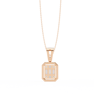Minimalist 14K Solid Gold Round Baguette Princess Cut Set Lab Diamond Solitaire Pendant <b>Necklace</b> for Women Party Gift - Product Image 6
