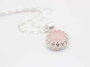 Sterling Silver Rose Quartz Necklace Minimalist Jewelry Gift For Him Handmade Pendant Wholesale Supplier - Product Image 6