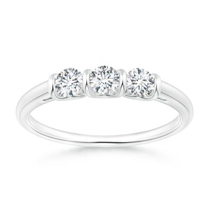 Anillo de Compromiso Clásico de Tres Piedras con Diamantes Cultivados en Laboratorio, Corte Brillante, Certificado IGI, Oro Blanco de 18K, para Aniversario de Bodas - Product Image 3
