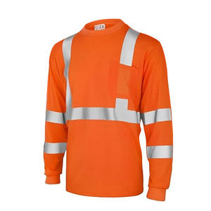 Camisa de Trabajo de Alta Visibilidad con Cuello Redondo y Manga Corta, Tiras Reflectantes, Diseño Práctico con Bolsillos, Camisa de Trabajo Profesional de Alta Visibilidad - Product Image 1
