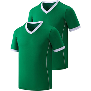 เสื้อฟุตบอลคอวีสีเขียวแบบยูนิเซ็กซ์สั่งทำพิเศษ แขนสั้น ระบายเหงื่อได้ดี ผลิตจากโพลีเอสเตอร์ 100% ระบายอากาศได้ดี เสื้อผ้ากีฬาสำหรับผู้ใหญ่ ทรงปกติ - Product Image 1