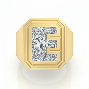 แหวนเพชรตัวอักษร E แบบคลาสสิก ประดับเพชรแบบ Pave Prong Setting ด้วยทองและเงิน เครื่องประดับแฟชั่นทันสมัย - Product Image 3