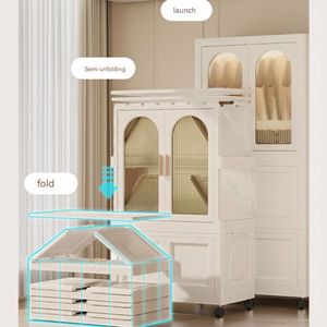 Armadio Pieghevole Laterale da 65 cm con Porta Magnetica, Armadietto in Plastica con Ruote 40 cm x 145 cm, Unità Singola - Product Image 1