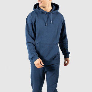 Sudadera con Capucha para Hombre, Color Sólido, Felpa de Algodón, Tejido de Punto, Corte Regular, Informal, para Invierno, con Bolsillo, Antipilling, Transpirable, Azul - Product Image 4